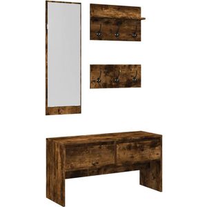 vidaXL - 4-delige - Garderobe - set - bewerkt - hout - gerookt - eikenkleurig