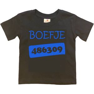 T-shirt Kinderen ""Boefje 486309"" | korte mouw | zwart/blauw | maat 98/104