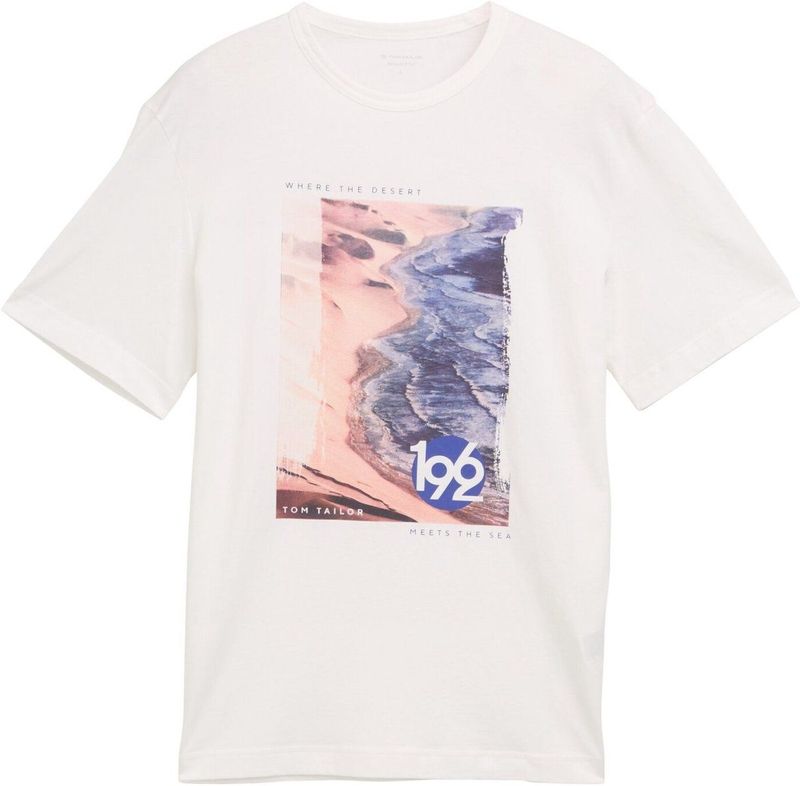 Tom Tailor - Heren t-shirt - Maat M - Mannen - 10332 Off White -