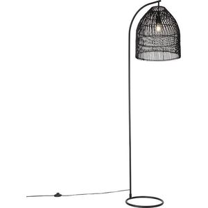QAZQA Sam - Landelijke Vloerlamp - Staande Lamp - 1 Lichts - H 178 cm - Zwart