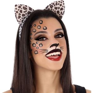 Atosa Verkleed diadeem luipaard/panter/katten oren/oortjes - meisjes/dames - Carnaval