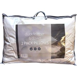 Luxe Hypoallergene Dons- en Eendenveren Kussens - 2 Stuks - UK Formaat 48 x 74 cm