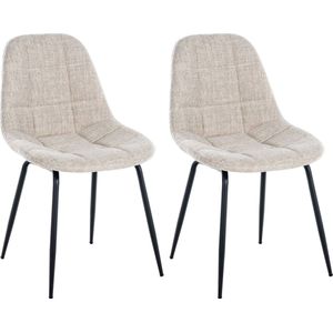 CLP Tom Set van 2 Eetkamerstoelen - Zonder armleuning - Fauteuil - creme Stof