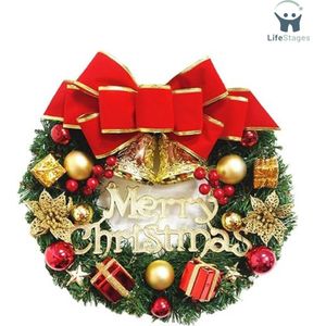 LifeStages - kerstkrans Voordeur - Kerstversiering Krans - Voor Voordeur - Muur En Raam - Kleur Groen