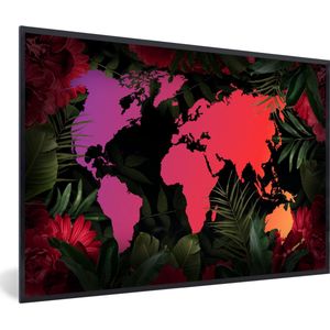 Fotolijst incl. Poster - Wereldkaart - Kleuren - Jungle - 30x20 cm - Posterlijst
