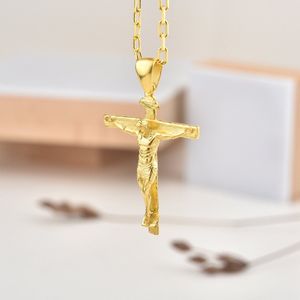 Jesus aan kruis kruisbeeld ketting Gold Polished 18 inches