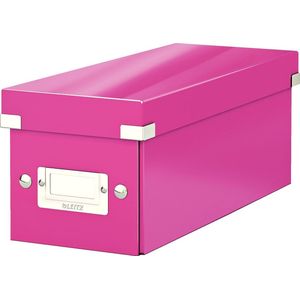 Leitz WOW Click & Store Opbergdoos met Deksel voor CD's - Kartonnen Sorteerdoos voor Spullen - 14.3 x 35.2 Cm (BxD) - Roze