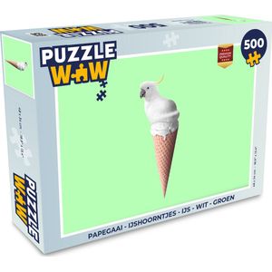 Puzzel Papegaai - IJshoorntjes - IJs - Wit - Groen - Legpuzzel - Puzzel 500 stukjes