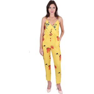 John Zack - Gele jumpsuit met Bloemenmotief