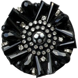 Opnaai Fashion Part Rond Zwart Strass 6 cm / 6 cm / Zwart