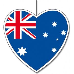 Hangdecoratie hart Australie14 cm - Australische vlag WK landen versiering