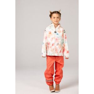 Ducksday - Regenjas Kinderen - Waterdicht - Ademend - Reflecterend - Regenkleding Meisjes - Bliss - Pastel roze met bloemen - Maat 128