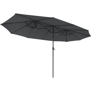 Hoppa! Parasols 460 x 270 cm, extra grote parasol, tuinparasol, UV-bescherming tot UPF 50+, terrasparasol met slinger, markt, tuin, balkon, buiten, zonder statief, grijs