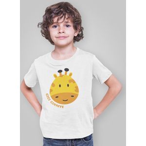 Kinder T-shirt Wit Gigi Giraffe, maat 5-6 jaar