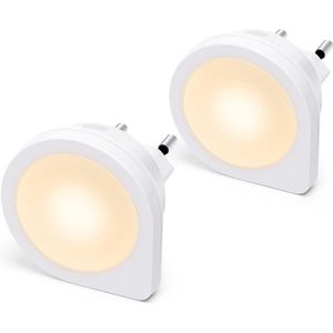 Aigostar 10B9R - LED Nachtlampje Stopcontact - Nacht Lamp met Dag en Nacht Sensor - 3000K - Babykamer - Kinderen - 2 Stuks