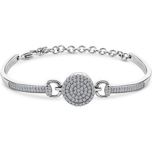 Juwelier Emo - ESCLAVE Armband zilver - Zilver eerste gehalte - Zirkonia stenen - 19 CM (15+ 4 CM)