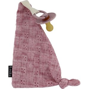 Louka Speendoekje driehoek broderie oud roze - hydrofiel katoen - speenknuffel - excl. Bibs speen