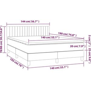 vidaXL Boxspring met matras stof donkerbruin 140x190 cm