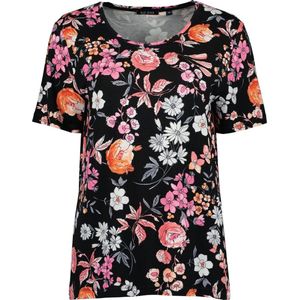 Blue Seven shirt dames - KM - zwart/roze/groen bloem print - 105743 - maat 40