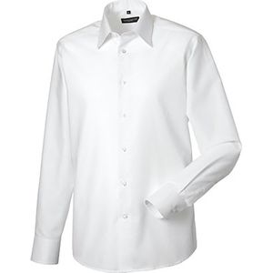 Russell Collectie Heren Lange Mouw Easy Care op maat gemaakt Oxford Shirt (Wit)