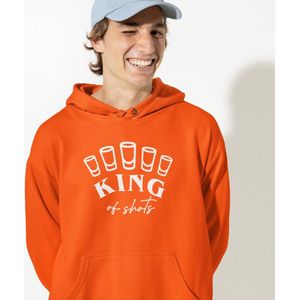 Oranje Koningsdag Hoodie King Of Shots - Maat XXL - Uniseks Pasvorm - Oranje Feestkleding