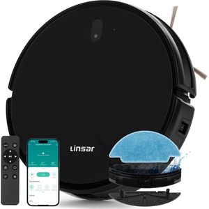 Linsar - Robotstofzuiger met dweilfunctie - 2000 Pa zuigkracht - app-bediening - Alexa - 120 minuten looptijd
