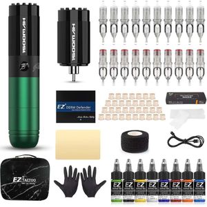 Draadloze Tatoeage Machine Kit met Extra Batterij en Naalden voor Beginners
