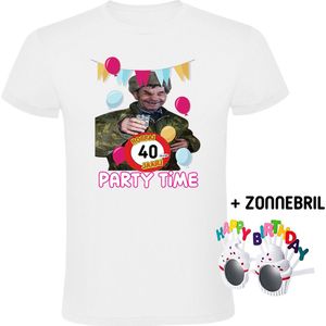 Party time 40 jaar Heren T-shirt + Happy birthday bril - feest - verjaardag - jarig - 40e verjaardag - grappig