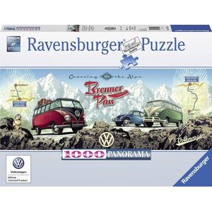 Ravensburger Panorama Puzzel VW Bulli Op Brennerpas (1000 stukjes, stadsleven)