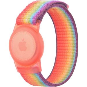 CHPN - Armband - Kinderarmband - Armband geschikt voor Airtag - Polsband - Horloge - Sleutelhanger - Armband geschikt voor Apple AirTag - Klittenband - One size - Regenboog - Rainbow - AirTag bracelet - Veiligheid - Kind tracken - Tracken
