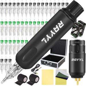 Draadloze tattoo machine kit met naalden voor beginners en kunstenaars