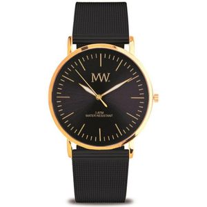MW Horloge Flat Style Mesh Zwart Goud