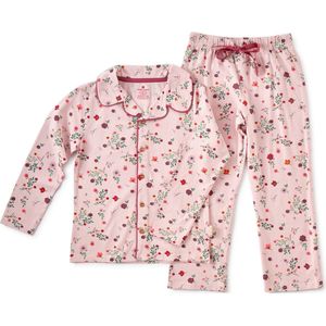 Little Label Pyjama Meisjes Maat 122-128/8Y - lilaroze, groen, fuchsia - Bloemen - Pyjama Kind - Zachte BIO Katoen