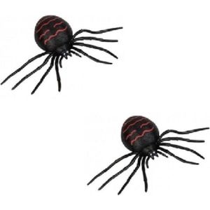 Set van 2x stuks harige nep spinnen Ragly 13 cm - Enge Halloween/Horror decoratie beestje/dieren