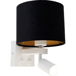 QAZQA brescia combi - Moderne Wandlamp voor binnen - 1 lichts - D 22 cm - Zwart Goud - Woonkamer | Slaapkamer | Keuken