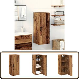 vidaXL Wandkast - 34,5x34x90 cm - Oud Houtkleur Wandkast - Houten Kast - Opslagoplossing - Bergruimte - Decoratieve Kast