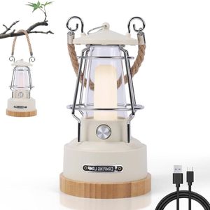 Outdoor campinglamp LED-lantaarn oplaadbaar USB-batterij traploos dimbaar - 75 uur lichttijd - camping stroomuitval tuin decoratie - wit
