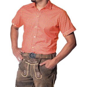 Tannhauser Oranje Overhemd Heren Korte Mouw voor bij EK WK Koningsdag Verkleedkleren Volwassenen Oranje Verkleedkleding Oranje Shirt Oktoberfest Heren Carnavalskleding Heren Verkleedkleren Volwassenen - Polykatoen 70% Katoen 30% Viscose - Maat M