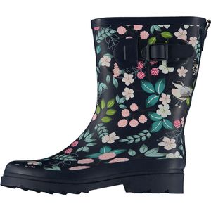 XQ Footwear - Regenlaarzen - Rubber laarzen - Dames - Festival - Bloemenprint - Rubber - donkerblauw - Maat 37