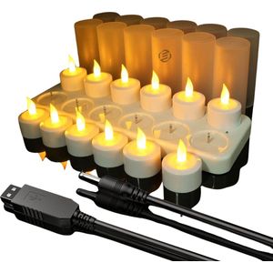 Equivera Oplaadbare LED Kaarsen - Elektrische Kaarsen - Oplaadbare Waxinelichtjes - Realistische Kaarsen - Kerstverlichting - Veilig en Duurzaam