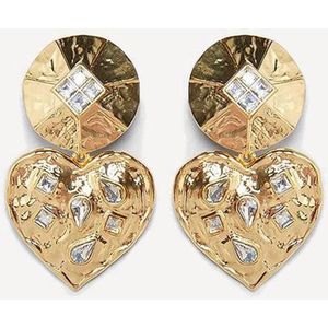 Margot Bardot - Yvette Gold - Statement oorbellen - Hartjes - Goudkleurig - Oorbellen dames - Roestvrij staal