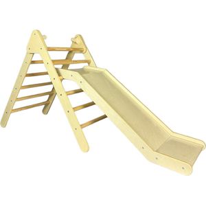Houten klimrek met glijbaan - 2 segmenten - Pikler - duurzaam speelgoed voor kinderen
