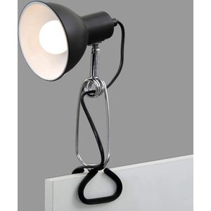 Klemlamp 1x E14 max. 8 watt incl. kabelschakelaar spot draai- en zwenkbaar metaal zwart-chroom 305x110x130mm - Leuchten