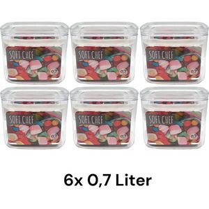 Set Voorraadpotten 6 delig - 6 X 700 ML - Luchtdicht - Vacuum - Transparant - OPSTAPELBAAR - BPA vrij