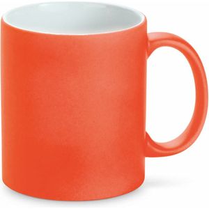 Luxe krijt koffiemok/beker - oranje - keramiek - met krijt te beschrijven - 350 ml - Eigen naam