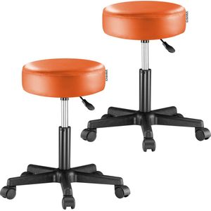 Casaria Verstelbare Draaikruk - 46/60cm Zithoogte – 2 Stuks Oranje