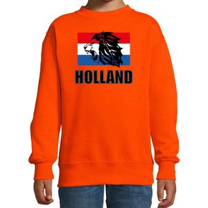 Oranje fan sweater voor kinderen - met leeuw en vlag - Holland / Nederland supporter - EK/ WK trui / outfit 96/104 (3-4 jaar)