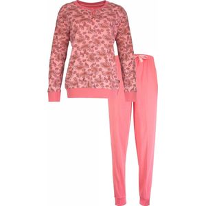 Medaillon Dames Pyjama Set – Paisley print - 100% Gekamde Katoen - Roze - Maat L