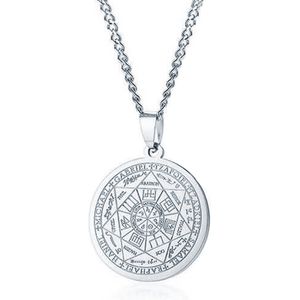 Cubaanse Schakelketting Mannen Zilverkleurig Seal of the Seven Archangels