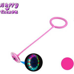 Happy Trendz® Dance Wheel Ole swing Roze Springen - Groep - Touw Bal Kleurrijke Enkel Overslaan Swing Bal Speelgoed Fun Overslaan Touw Bal- Groot en Met Licht LED - 64 cm totaal - buitenspelen - buitenspeelgoed